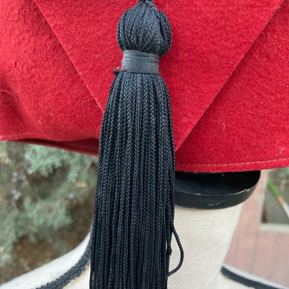 Vintage 60s Fezette Co Felt Fez Hat Tassel Sequin Sword Saif Side Shriners Red - Picture 5 of 6